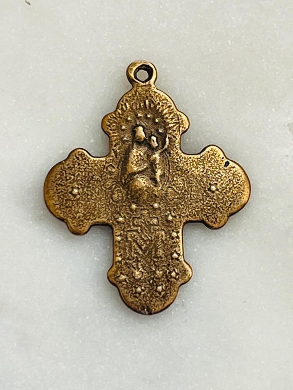 三方十字架 - ブロンズまたはスターリングシルバー - アンティーク