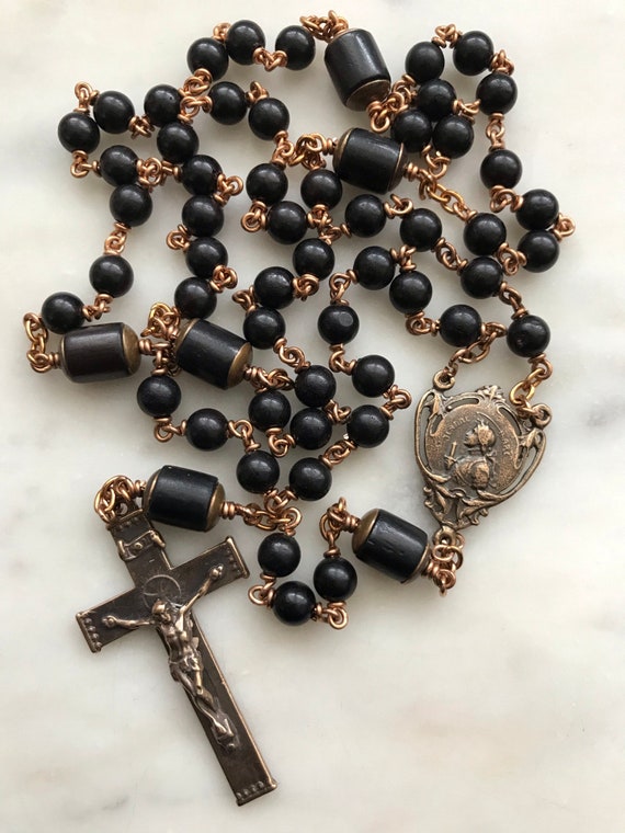 Saint Joan of Arc Rosary - Ebony Wood and Bronze - Etsy