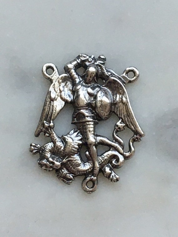 Saint Michael Rosary Centerpiece Bronze or Sterling Silver