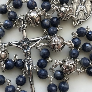 Brilliant Sapphire Gemstone Rosary - Sterling Silver