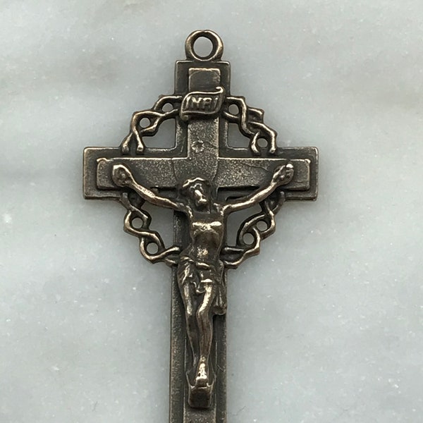 Crown of Thorns Crucifix - Sterling Silver or Bronze - 379 CeCeAgnes