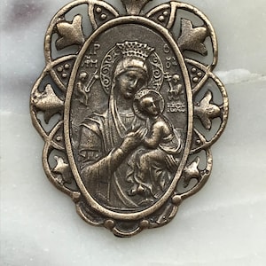 Medal - Our Lady of Perpetual Help - Bronze or Sterling Silver - Antique Reproduction 1539 CeCeAgnes