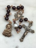 Pocket Servite Rosary - Garnet - Bronze - Seven Sorrows Chaplet - Our Lady of Sorrows CeCeAgnes