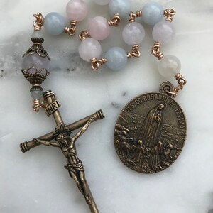 Our Lady of Fatima Pocket Rosary - Dream Quartz and Bronze - Single Decade Rosary - CeCeAgnes