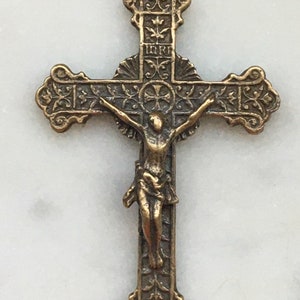 Sacred Heart Crucifix Pendant - Sterling Silver or Bronze - Antique French Reproduction 1516 CeCeAgnes