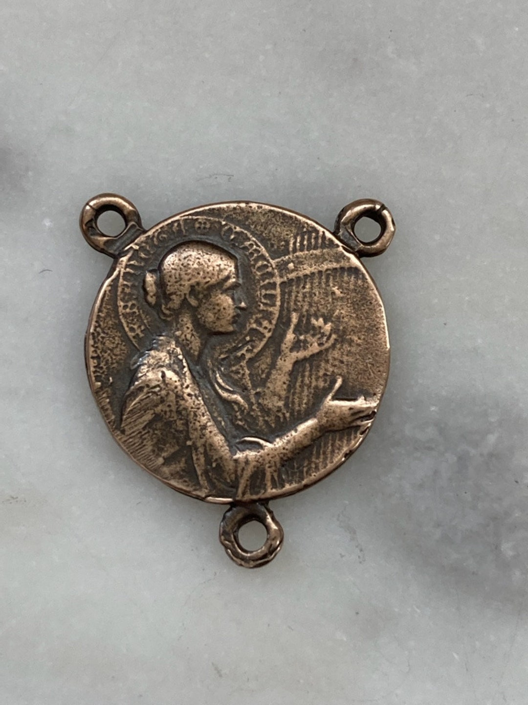 Saint Cecilia Rosary Centerpiece - Bronze or Sterling Silver - Antique ...