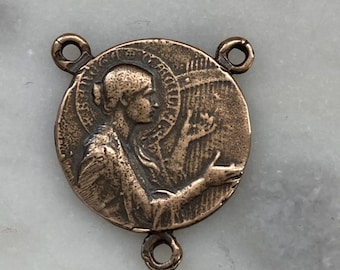 Saint Cecilia Rosary Centerpiece - Bronze or Sterling Silver - Antique Reproduction 1075C CeCeAgnes