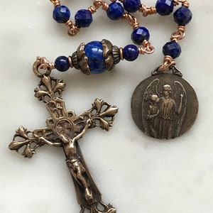 Tiny Tenner - Guardian Angel Pocket Rosary - Bronze and Lapis CeCeAgnes