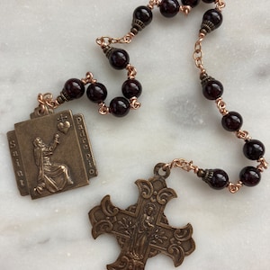 Padre Pio Chaplet - Sacred Heart - Garnets and Bronze