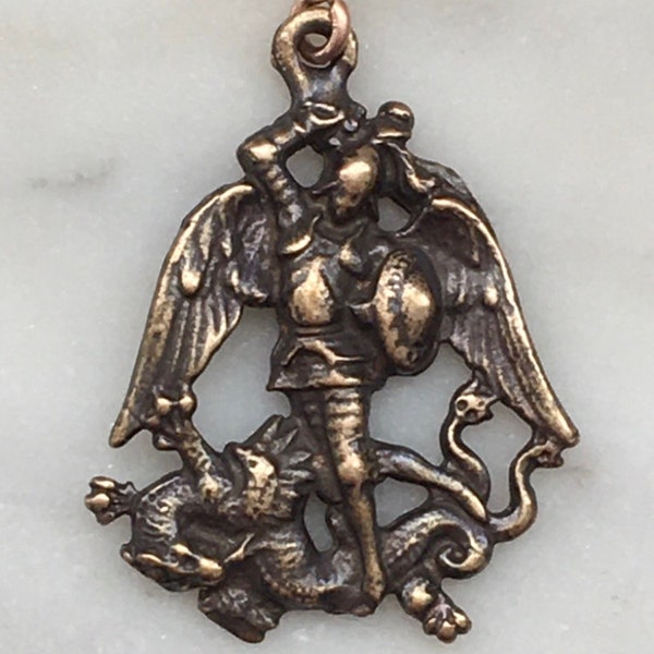 Medal - Saint Michael - Bronze or Sterling Silver - Antique Reproduction 1197m CeCeAgnes