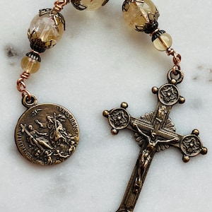 Three Hail Mary Chaplet - Holy Spirit - Trinity - Citrine and Bronze CeCeAgnes