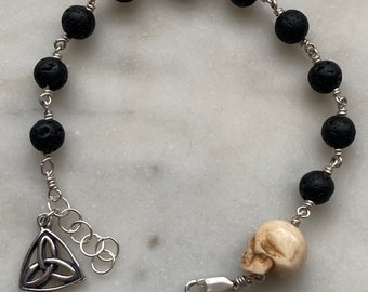 Memento Mori Celtic Rosary Bracelet - All Sterling - Wire-wrapped CeCeAgnes