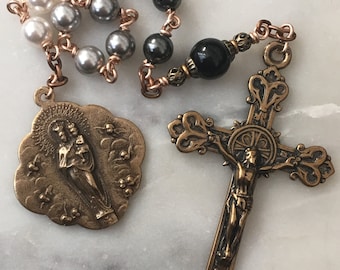 Pocket Rosary - Chaplet - Bronze Medals - Ombré - Holy Souls- Purgatory - Single Decade Rosary CeCeAgnes