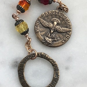 Three Hail Mary Chaplet - Crystal and Bronze Holy Spirit Chaplet CeCeAgnes