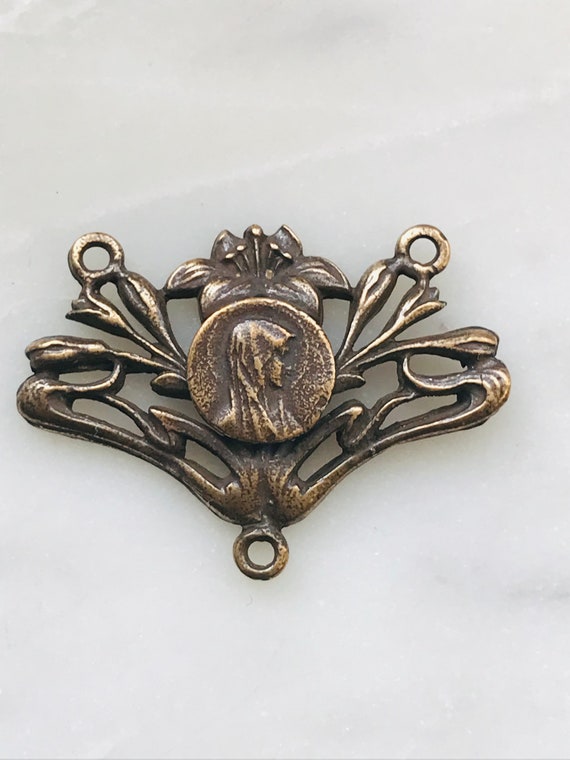 Mary Rosary Center Bronze or Sterling Silver- 030 Ceceagnes