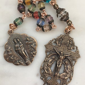 Angels Pocket Rosary - Crystal and Bronze - Stained Glass Window Rosary - Single Decade Rosary CeCeAgnes