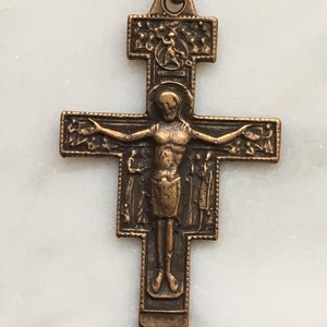 San Damiano Crucifix Pendant - St. Francis - Sterling Silver or Bronze - Prayer on the Back 685 CeCeAgnes