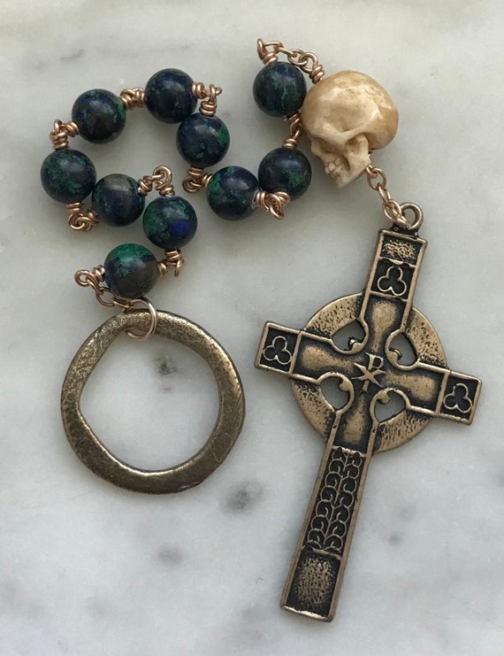 Irish Penal Rosary Memento Mori Azurite Gemstones - Etsy