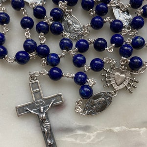 Seven Sorrows Chaplet - Sterling Silver and Lapis Rosary - Servite - CeCeAgnes
