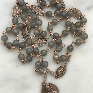 Seven Sorrows Chaplet - Bronze and Labradorite Rosary - Servite - CeCeAgnes
