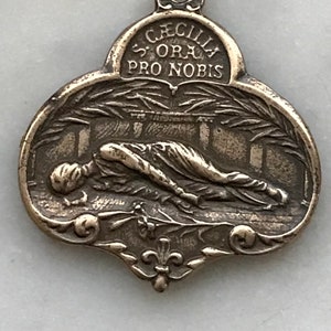 Saint Cecilia Medal - Sterling Silver or Bronze - Antique French Reproduction 1321 CeCeAgnes