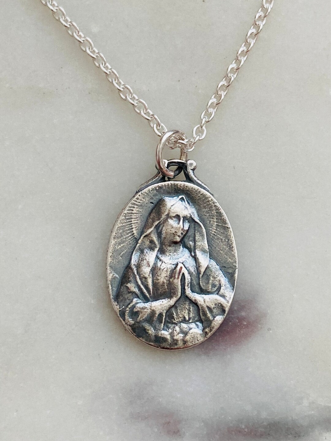 Sterling Silver Our Lady of Lourdes Necklace - Etsy