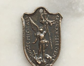 Medal - Saint Michael - Bronze or Sterling Silver - Antique Reproduction 1431 CeCeAgnes Rosary Parts