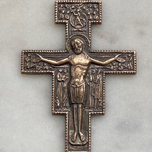 Large San Damiano Crucifix Pectoral  - St. Francis - Sterling Silver or Bronze - Prayer on the Back 1578 CeCeAgnes