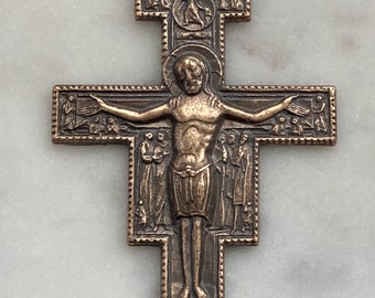 San Damiano-krucifixet: 1578 Sankt Franciskus bröstkrans - Rosenkransdelar i brons