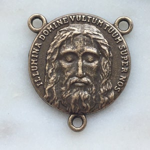 Holy Face of Jesus Rosary Center - Bronze or Sterling Silver - Antique Reproduction 1426 CeCeAgnes