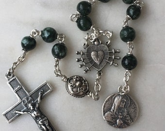 Pocket Servite Rosary - Seraphinite Gemstones - Sterling and Sterling Silver - Seven Sorrows Chaplet - Our Lady of Sorrows CeCeAgnes