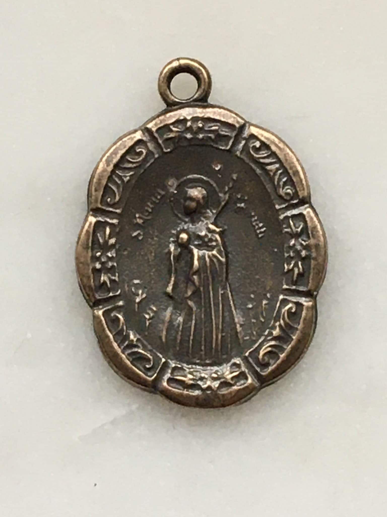 Saint Maria Goretti Medal - Sterling Silver or Bronze - Antique French Reproduction 1377 CeCeAgnes
