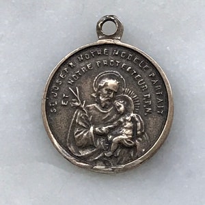 Médaille Saint Joseph Bronze ou argent sterling Reproduction ancienne 1373 CeCeAgnes image 1