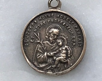 Medal - Saint Joseph - Bronze or Sterling Silver - Antique Reproduction 1373 CeCeAgnes