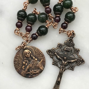 Saint Lucy Chaplet - Green and Red - Bronze CeCeAgnes