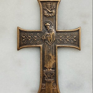 Saint Francis Cross with Blessing - Sterling Silver or Bronze - Prayer on the Back 1287 CeCeAgnes