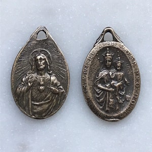 Médaille - Sacré-Cœur - Scapulaire - Bronze ou argent sterling - Reproduction antique 625 parties du chapelet CeCeAgnes