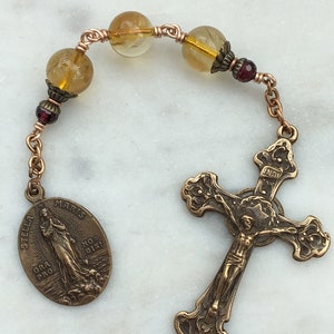 Three Hail Mary Chaplet - Stella Maris - Citrine and Bronze