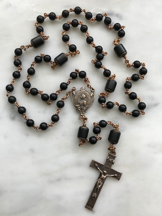 Saint Joan of Arc Rosary - Ebony Wood and Bronze - Etsy