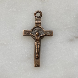 Petite Saint Benedict Crucifix - Sterling Silver or Bronze - 1562 CeCeAgnes Rosary Parts