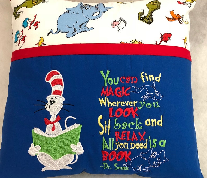 Dr Seuss Reading Pillow Etsy