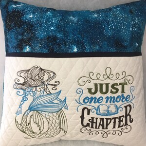 Mermaid Reading Pillow, Embroidered Pocket Pillow, Personalized Reading Pillow
