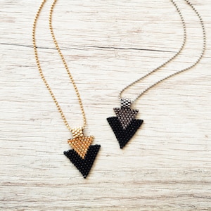 Triangle necklace with Miyuki delica beads, gift for women, beaded jewely, Miyuki necklace, unique jewelry, geometric necklace, art deco