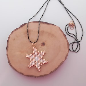 Snowflake miyuki necklace, miyuki jewelry, beaded necklace, beaded jewelry, handmade necklace, handmade jewelry, gift for women