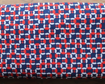 Rare 1930s red white and blue novelty print wool, 4 yards x 35&quot;