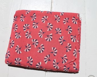 1920s/1930s coral abstract dandelion dressmaking fabric yardage