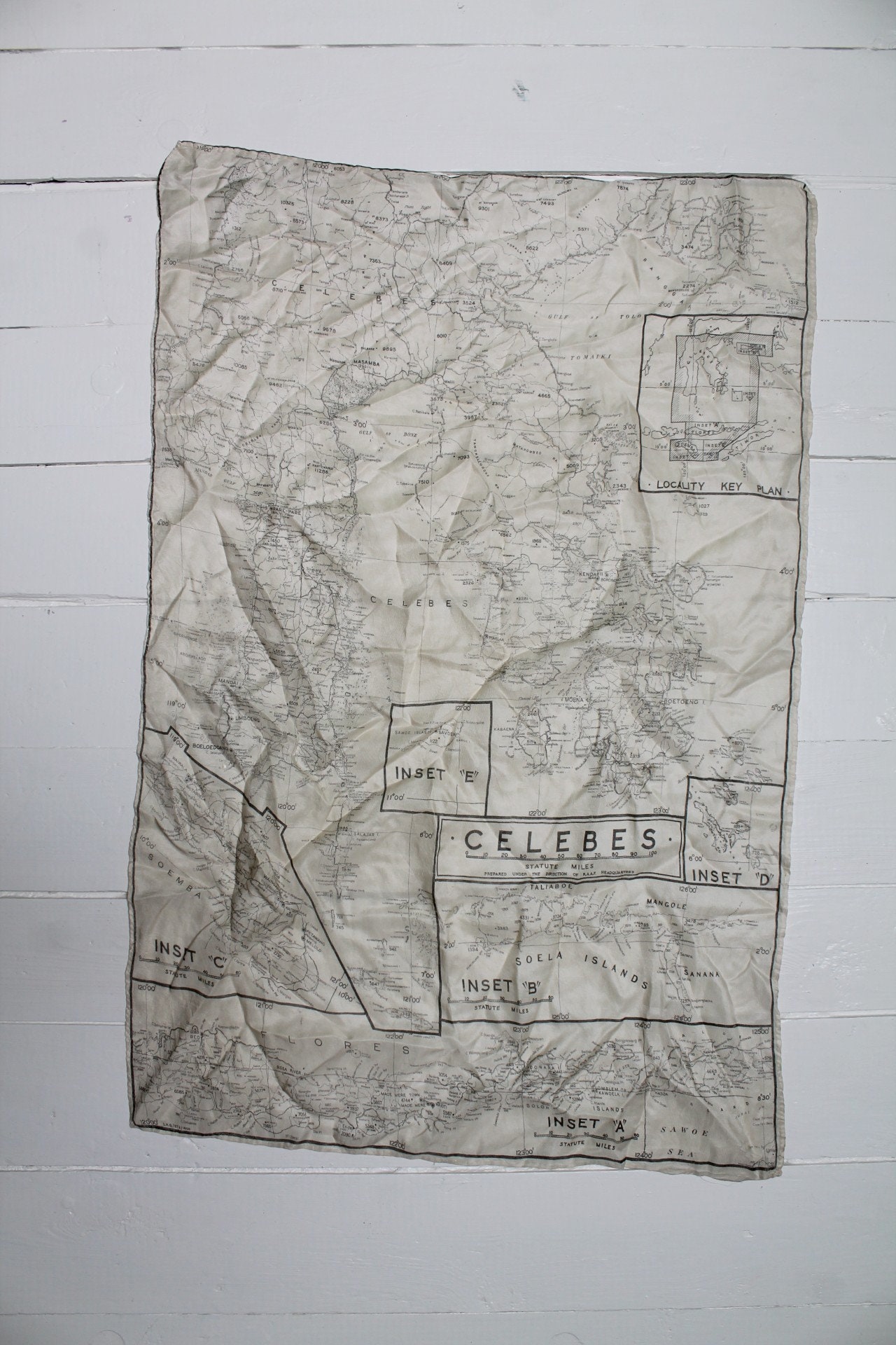 RARE 1940s Australian silk map, WW2 escape map, RAAF