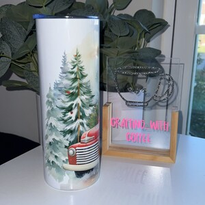 20 oz Skinny Tumbler - Christmas with Red Truck
