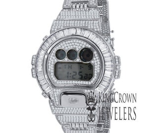 Baguette White Gold Finish Real Authentic Custom Casio G-shock