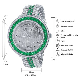 Iced Out Green Khronos Jo Rodeo Watch W/date Function Exclusive Custom ...